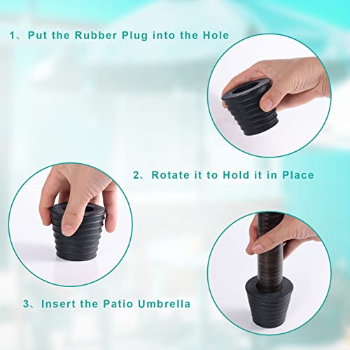 LUTER 2pcs Patio Table Umbrella Hole Rings and Caps, Plastic Umbrella Hole Ring and Cap Set for Outdoor Activities Fits Umbrella Poles Up to 1.5