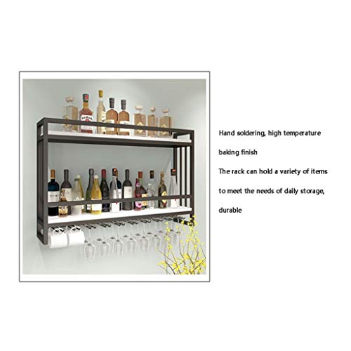 EYLINK Creative wall wine display rack, hanging wine rack, rack,Nordic wrought iron, solid wood wine rack, wall hanging wine cabinet (Color : Gol