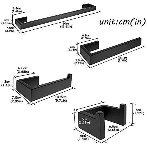 HIGOH Towel Rack Towel Holder 4Pc Bathroom Accessories Set Towel Bar,Towel,Coat Hook,Stainless Steel Matte Finish Towel Bar Bathroom Hardware