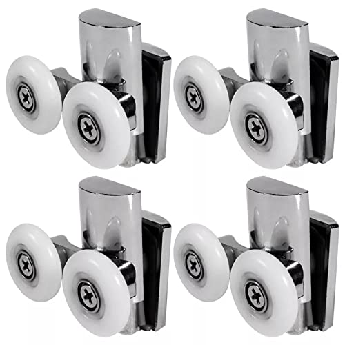 Nicoone 4PCS Shower Door Wheels,23mm Top and Bottom Shower Door Rollers,Zinc Alloy Shower Door Replacement Rollers for Both Flat Sliding/Curved S