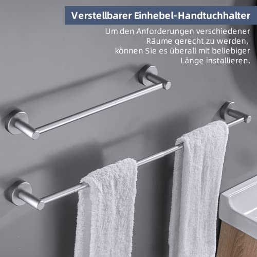 Cobbe Single-Lever Towel Rail, Extendible Towel Rail, 40 cm to 70 cm, Retractable Bathroom Towel Rail, Space Aluminium Towel Rail, Bathroom Towel