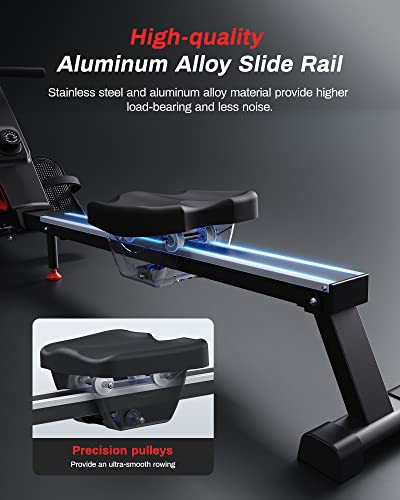 Magnetic Rowing Machine, UTRYUP Bluetooth Rower Machine for Home, Upgrade Resistance Strength with 16 Levels, Custom Widened Foot Pedals, 350 Lbs