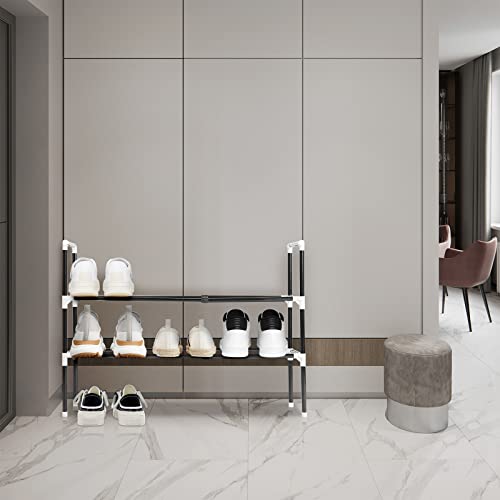 Kacimil Shoe Rack, Adjustable Shelf Shoe Organizer, Expandable Shoe Rack for Closet, Entryway Shoe Storage, Free Standing Stackable Sturdy Metal