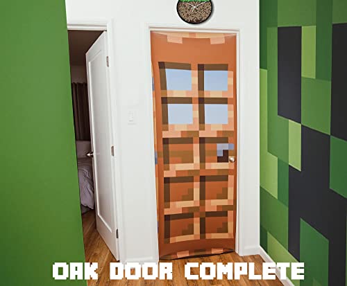 Robe Factory LLC Minecraft Oakdoor Fabric Door Cling | 34 x 82 Inches