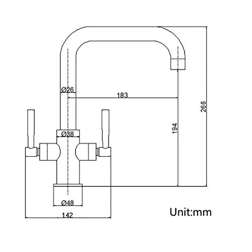 Luckyhome Kitchen Mixer Taps,Monobloc Dual Lever Chrome Brass Kitchen Sink Tap Faucet