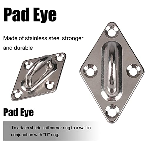 Techson Shade Sail Hardware Kit, 5 inch 304 Stainless Steel Canopy Awning Installation Set for Garden, Outdoor, Patio Triangle Sun Shade