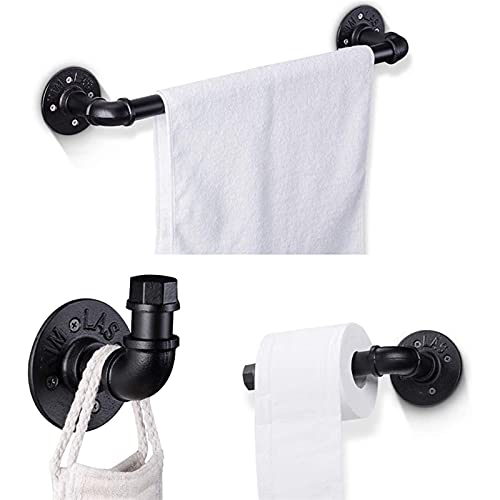HIGOH Towel Rack Towel Holder Industrial Pipe Bathroom Hardware Fixture Set Heavy Duty Diy Wall Mount Accessories Kit Includes Robe Hook,Towel Ba