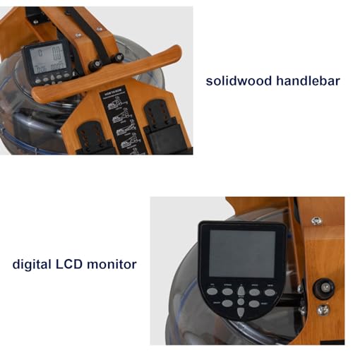 Water Rowing Machine For Home Use Foldable Rower Machine With LCD Monitor, Tablet Holder Cardio Equipment 330lbs Weight Capacity (Color : Walnut)