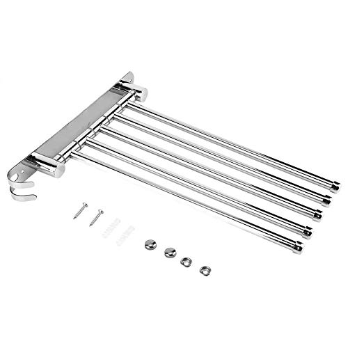 Cafopgrill Stainless Steel Bath Rack Wall Mounted Towel Rack Holder with Extra Long 2/3/4/5 Swivel Bars, Rotating Towel Holder for Kitchen, Bathr