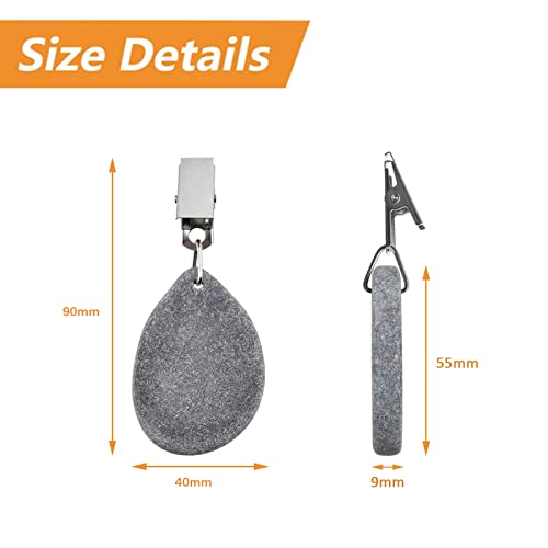 Morobor Tablecloth Weights Clips, 6pcs Tablecloth Weights 0val Shape Stone Table Cloth Weights Metal Clip for Outdoor Picnic Family Dinner Table