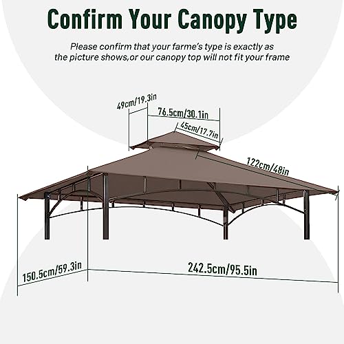 Grill Gazebo Replacement Canopy Roof, OLILAWN 5' x 8' Outdoor BBQ Gazebo Canopy Top Cover, Double Tired Grill Canopy Tent Cover with Durable Poly
