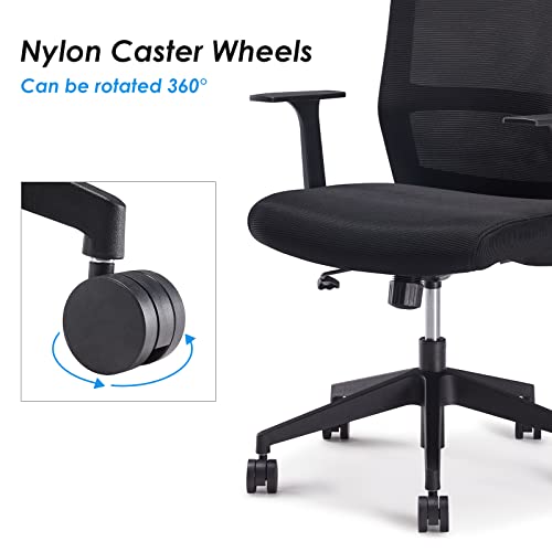 Sunon Ergonomic Office Chair - Mesh Mid-Back Desk Chair with Lumbar Support and Rollerblade Wheels