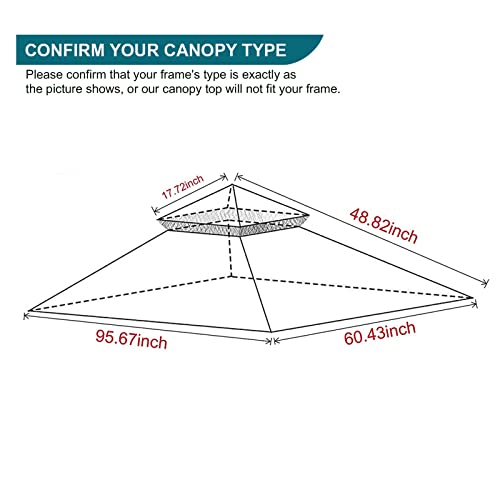 Grill Gazebo Replacement Canopy Top - Wonwon 5x8 Gazebo Roof Double Tiered Outdoor BBQ Roof Cover Grill Shelter Only Fit for Model L-GG001PST-F (