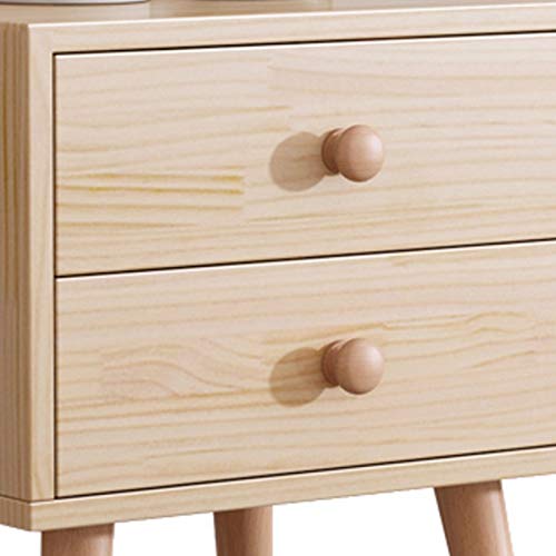 LUKEO Solid Wood Bedside Table Nordic Sideboard, Bedroom Small Apartment Home Storage Double Drawer Bedside Table