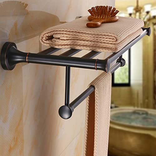 HIGOH Towel Racks,Bathroom Towel Rack Wall Mounted Towel Holder,Bronze Towel Bar,Bath Towel Rack,Orb Towel Shelf,Bathroom European Style Retro Ba