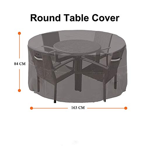 Gutsbox Garden Furniture Covers Waterproof Round Patio Furniture Covers 420D Heavy Duty Oxford Fabric Outdoor Patio Table Cover, Waterproof, Wind