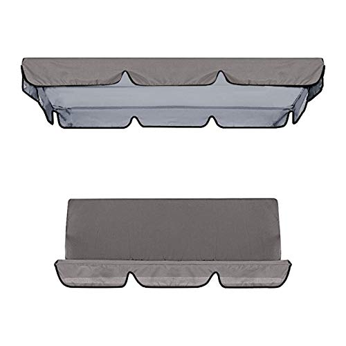 NJGRAE Swing Cushion Cover, Waterproof 3 Seater Swing Seat Cover Bench Cushion Covers Chair Protection for Outdoor Garden Patio Hammock (Gray)