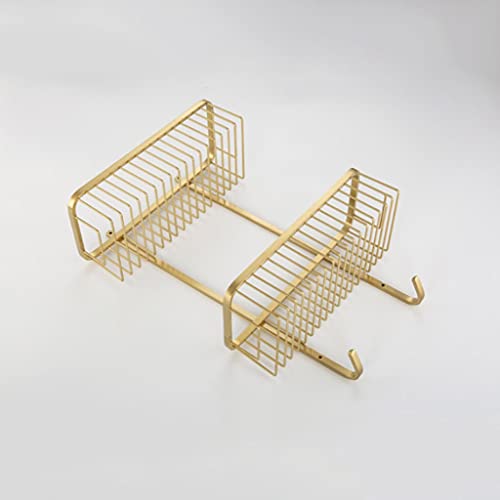 EYHLKM Bathroom Double Shelf Storage Rack Stainless Steel Brushed Gold Bathroom Shower Gel Shampoo Rack