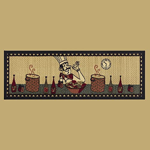 Ottomanson Rubber Back Doormat Collection, Floral Tile Design, "Welcome" Text, 51 cm x 76 cm, Multicolor