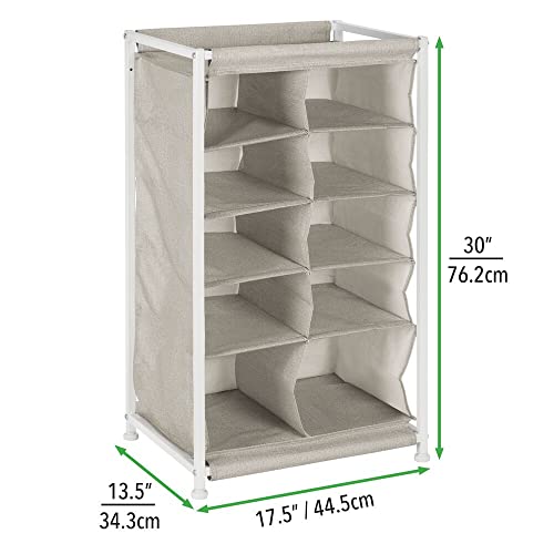 mDesign Shoe Rack – Practical Canvas Storage Cubes with Metal Frame for Hallway or Storeroom – Canvas Storage Unit with 10 Compartments – Linen/T