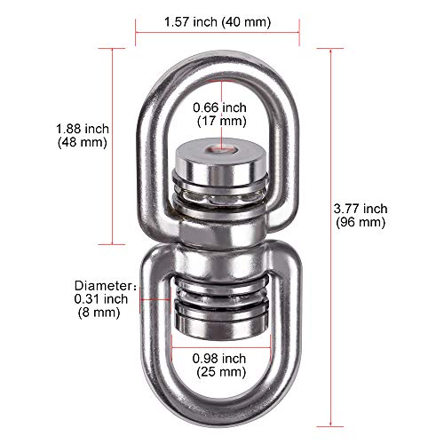 SELEWARE Permanent Antirust Stainless Steel Bearing Swing Swivel, Up to 544kg 360° Rotational Device Hanging Accessory for Web Tree Swing, Hammoc