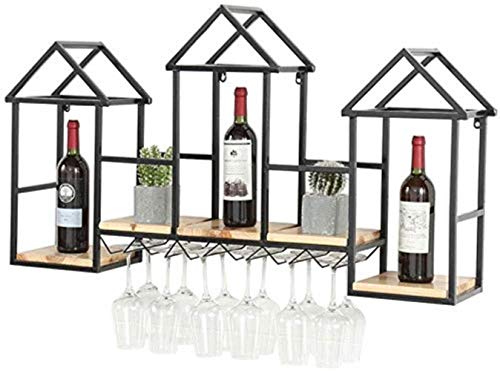 NEOCHY Wine Rack Hanging Wine Bottle Display Stand Modern Wall-Mounted Goblet Wine Bottle Display Stand Storage Shelf