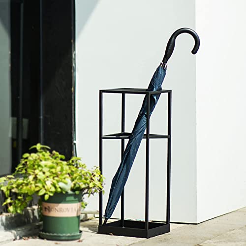 NMDCDH Umbrella Stand Modern Black Long Short Umbrella Holder, Creative Geometric Canes Golf Clubs Stand with Drip Tray, for Home Hotel Hallway E