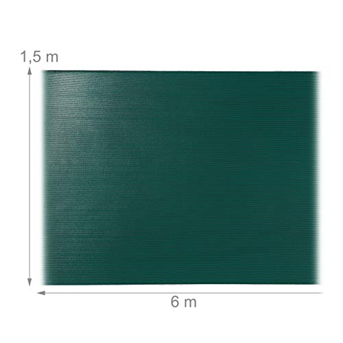 Relaxdays Fence Netting, Privacy Shield for Fences & Railing, HDPE Net, UV-Resistant, Weatherproof, 1.5 x 6 m, Green