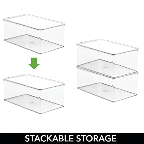 mDesign Storage Box Stackable - Shoe Storage With Lid - Stackable Shoe Box - Up to Shoe Size 42 - Shoe Organiser Made of Durable Plastic - Set of