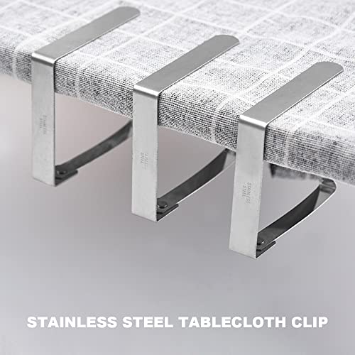 Geoyien Outdoor Tablecloth Clamps, Tablecloth Clips, 12 Pieces Tablecloth Clips for Tables, Adjusting Firmly Fixed, Easy Clean, Stainless Steel,