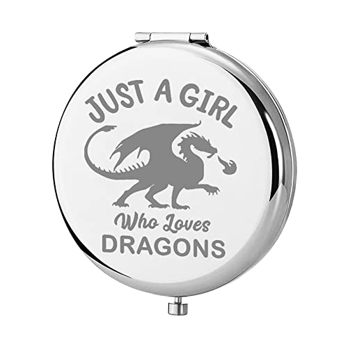 KEYCHIN Dragon Pocket Mirror Dragon Lover Gift Just A Girl Who Loves Dragons Compact Makeup Mirror for Women Girls Teenagers (Dragon-Mirror)
