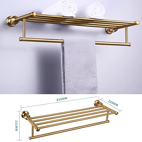 HIGOH Towel Racks, Bathroom Towel Rack Wall Mounted Towel Holder,Brushed Double Towel Rack,Bathroom Shelf,Bathroom Storage Towel Holder