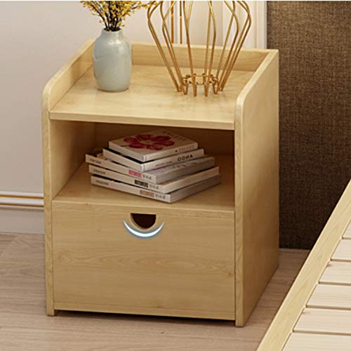 LUKEO Solid Wood Bedside Cabinet Simple Minimalist Bedroom Locker, Small Cabinet Rack, Bedside Table