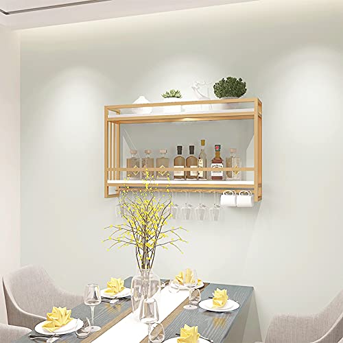 KEppd Wine Rack Wall Mounted - Wall-Mounted Wine Rack | Iron + Solid Wood | Retro Country Style | Kitchen, Restaurant, Bar, Wine Cellar, Storage