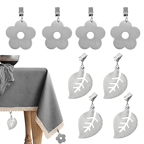 EMAGEREN 8 Pack Tablecloth Weights Clip Stainless Steel Table Cover Weights Picnic Table Clips Decorative Metal Table Cloth Clamps with Clip for