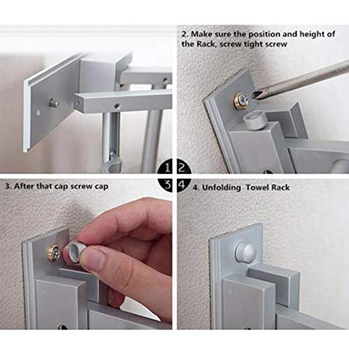 Fafeicy 40cm Stainless Steel Bathroom Towel Rail Rust Proof Wall Mounted Bath Drying Rack with 5 Hooks