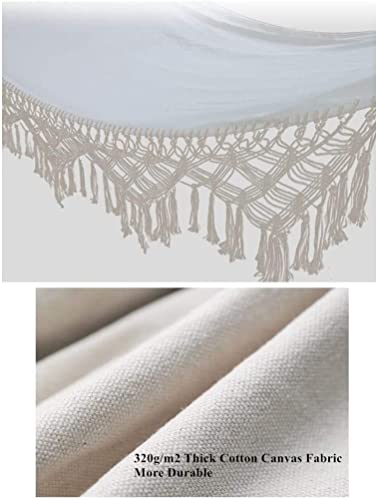 Hammock with Elegant Tassels and Fishtail Knitting 2 Person Garden Cotton Hammock Machine Washable Portable with Carry Bag Hanging Strap,Load 300