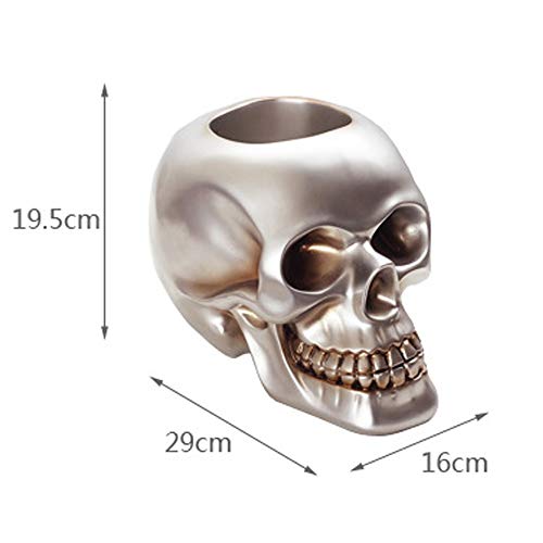 PIBM Stylish Simplicity European Retro Personality Skull Shape Wine Rack Resin Silver Crafts Home Desktop Porch Ornaments Bar Decorations Beautif