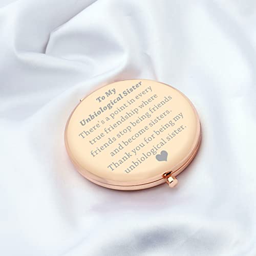 Sister Mirror Gift To My Unbiological Sister Gifts Friendship Gift Non Biological Sister Gifts Travel Makeup Mirror (Sister Mirror)