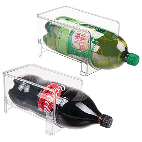 mDesign Kitchen Wine Rack — Stackable Bottle Rack for Wine, Water and Other Drinks — Pantry, Cupboard and Fridge Storage Rack — Pack of 2 — Clear