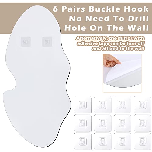 Qunclay Irregular Mirror Wall Decor Asymmetrical Wall Mounted Mirror Acrylic Body Mirror with 6 Piece Snap Fasteners for Living Room Bathroom Bed