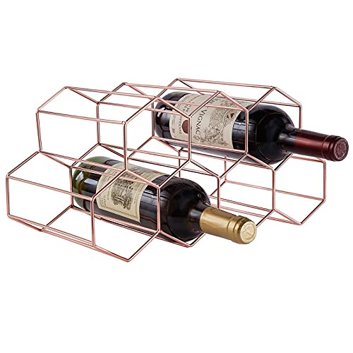 FOMANSH Countertop Wine Rack - 6 Bottle Holder for Wine Storage, Freestanding Wine Rack for Wine Cellar Bar Cabinet, Metal Tabletop Wine Holder w