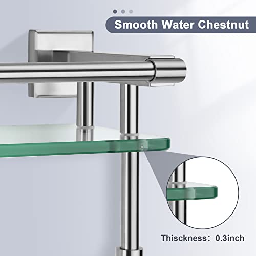 Bathroom Glass Shelf Towel Rack Shelf Glass Organizer Wall-Mounted Bathroom Storage SUS304 Stainless Steel Towel bar/Track Wall-Mounted Tempered