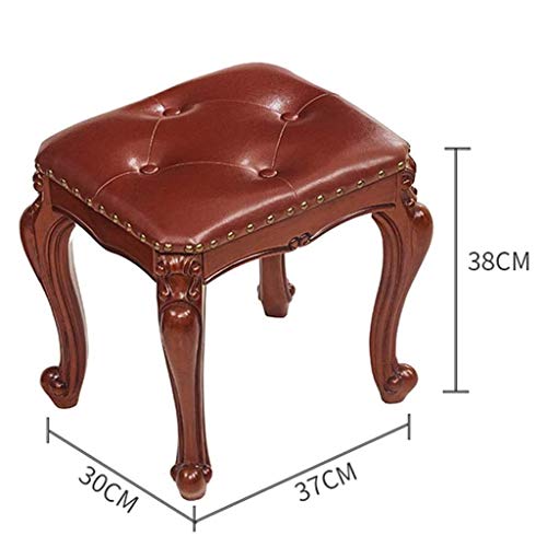 FGHOEV Vanity Stool, PU Leather Makeup Dressing Stool with Rubberwood Legs, Stool for Bedroom, Padded Cushioned Piano Seat