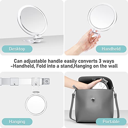 MIYADIVA Hand Mirror 30X Magnifying Mirror with Handle,Travel Handheld Mirror with Double-Sided 1X/30X Magnifying Makeup Mirror,5In Foldable Make