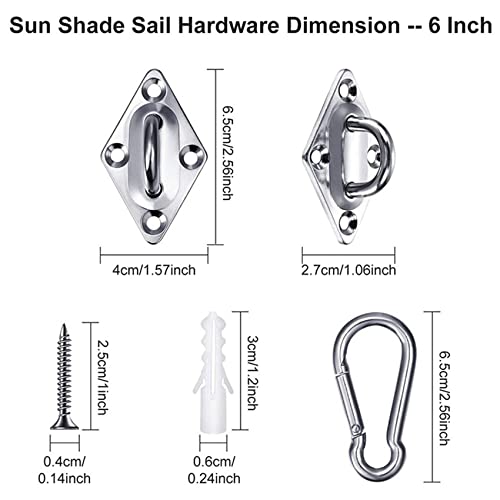 M6 Awning Attachment Set 81 PCS Sun Sail Shade Fixing Kit Canopy Tarpaulins Fixings Heavy Duty 304 Stainless Steel Hardware for Square Rectangle