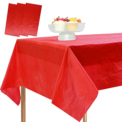 MLMOMVME 3Pcs Rose Gold Dot Table Cloth Plastic Rectangle 137 x 274cm Large Party Table Cover Picnic Baby Shower Birthday Weddings Indoor Outdoor