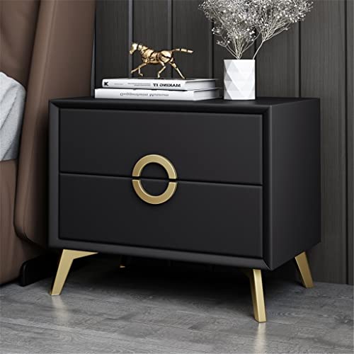 N/A Bedside Table Bedroom Furniture Minimalist Leather Art Night Table Solid Wood Simplely Bedside Cabinet (Color : black-Soul Eater1)