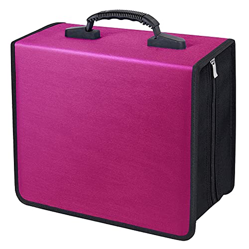 Siveit CD/DVD Binder, CD DVD Case Holder Binder 400 Capacity CD/DVD Wallet Storage Booklet Album Box (Rose)