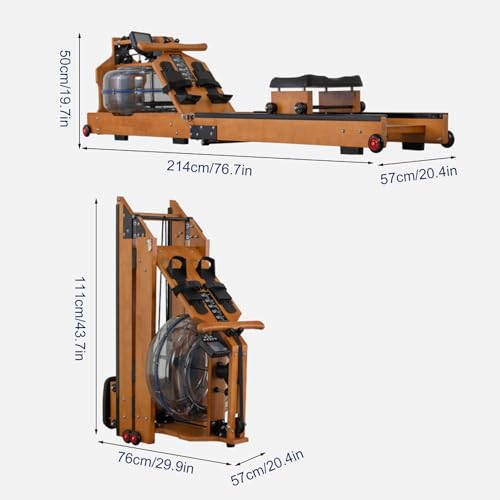 Water Rowing Machine For Home Use Foldable Rower Machine With LCD Monitor, Tablet Holder Cardio Equipment 330lbs Weight Capacity (Color : Walnut)